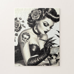 Puzzle Gótico retro tatuado Pin-up