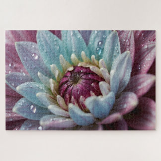 Puzzle Gotitas de agua en la flor de dalia