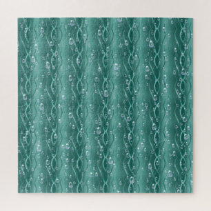 Puzzle Gotitas de lluvia en metal verde