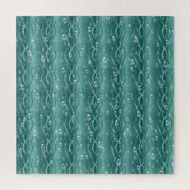Puzzle Gotitas de lluvia en metal verde (Vertical)