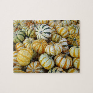 Puzzle Gourdes de cosecha de otoño verde y naranja