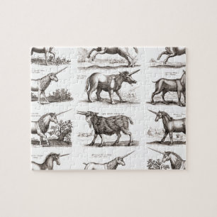 Puzzle Grabado Antiguo de Unicornio Especimen de Zoología