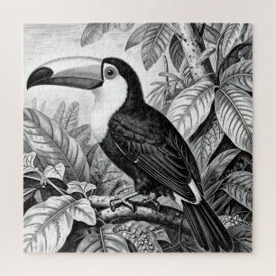Puzzle Grabado de follaje de selva de tucanes