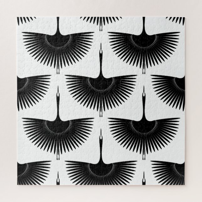 Puzzle Graceful Crane: Patrón de pájaro oriental (Vertical)