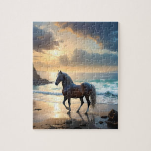Puzzle Gracia dorada: Un caballo palomino en la orilla de