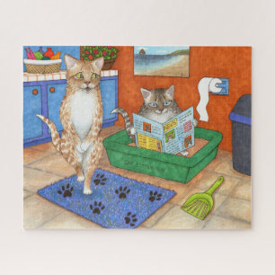 Puzzle Gracioso arte en el baño Cat 538