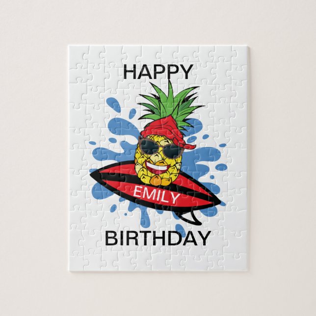 Puzzle Gracioso Birthday Surfing Pineapple (Vertical)