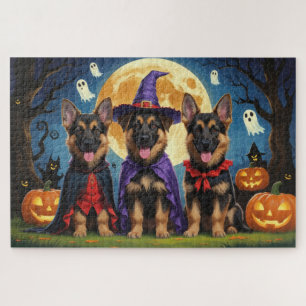 Puzzle Gracioso calabaza Halloween de los perros pastores