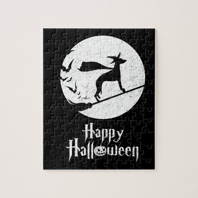 Puzzle Gracioso disfraz de Halloween Bruja WHIPPET Perro  (Vertical)