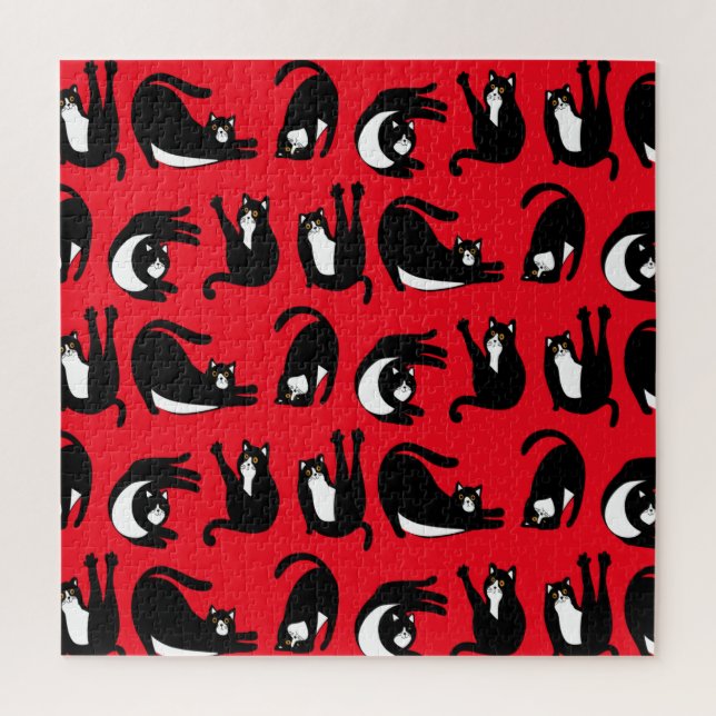 Puzzle Gracioso Gato Rojo Negro (Vertical)