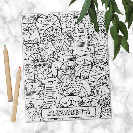 Puzzle Gracioso Gatos Cute Zen Doodle Colores Nombre Pers