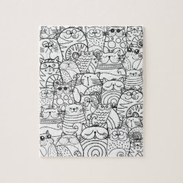 Puzzle Gracioso Gatos Cutos Zen Doodle Relajante Colores 