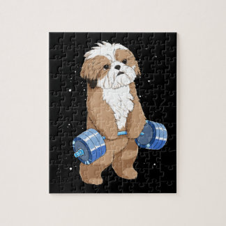 Puzzle Gracioso Levantamiento De Peso Gimnasio Shih Tzu P