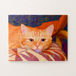 Puzzle Gracioso Naranja lindo Tabby Cat