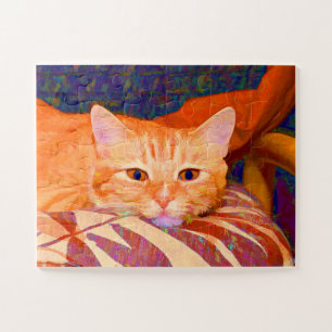 Puzzle Gracioso Naranja lindo Tabby Cat