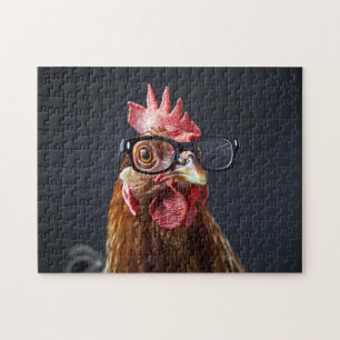 Puzzle Gracioso pollo con gafas