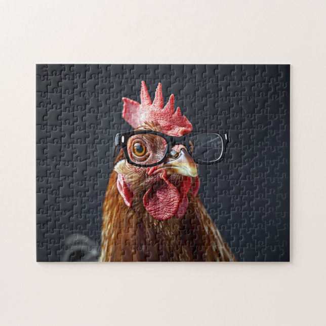 Puzzle Gracioso pollo con gafas (Horizontal)