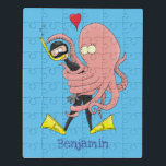 Puzzle Gracioso pulpo abrazos buceo humor personalizado<br><div class="desc">¡El amor del pulpo! Este personalizado presenta un simpático pulpo abrazando a un insospechado buceador. ¡El humor de las criaturas submarinas!</div>