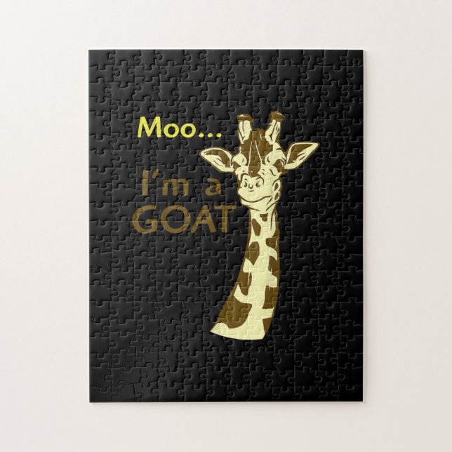 Puzzle Gracioso y confuso Giraffe Moo Soy una cabra (Vertical)