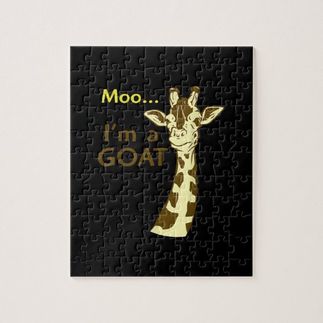 Puzzle Gracioso y confuso Giraffe Moo Soy una cabra (Vertical)