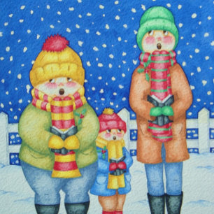 Puzzle graciosos cantantes de villancicos en navidades de