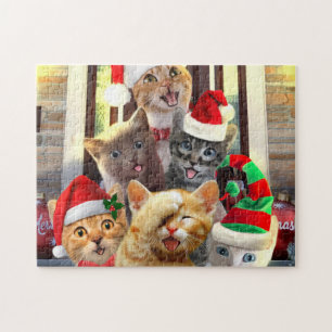 Puzzle Graciosos gatitos en el Día del Navidad
