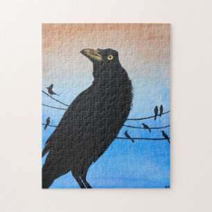 Puzzle Grackle Austin Texas Black Bird Wildlife Pintura