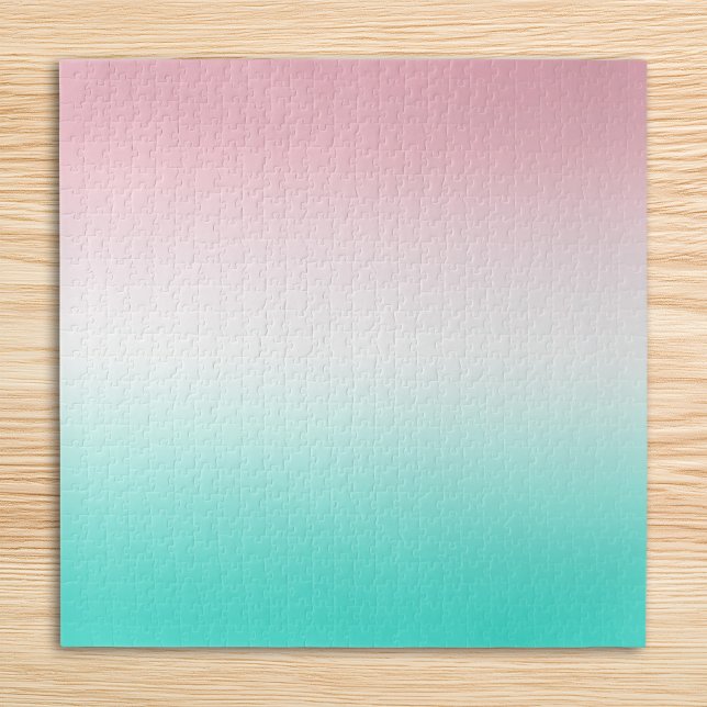 Puzzle Gradiente Turquesa y Blanco Rosa (Pink White and Turquoise Gradient Jigsaw Puzzle)