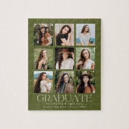 Puzzle Graduación de Collage de fotos 9 en verde oliva mo