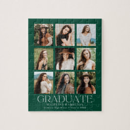 Puzzle Graduación de Collage de fotos 9 verde moderno