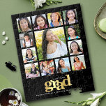 Puzzle Graduación de oro negro K-12 Collage de fotos mode<br><div class="desc">Estar orgulloso, alegrarse y mostrar este hito de tu grado favorito. Crea este elegante, simple, moderno, personalizado rompecabezas de rompecabezas de collage K - 12 de fotos para un gran placer. Una divertida y divertida imagen de la tipografía atrevida, gráfica, falsa de Relieve metalizado de oro, junto con su nombre,...</div>