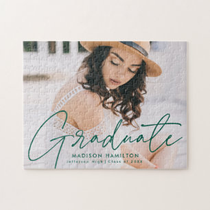 Puzzle Graduación moderna de escritura verde