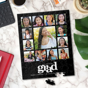 Puzzle Graduación negra K-12 Collage de fotos negrita mod