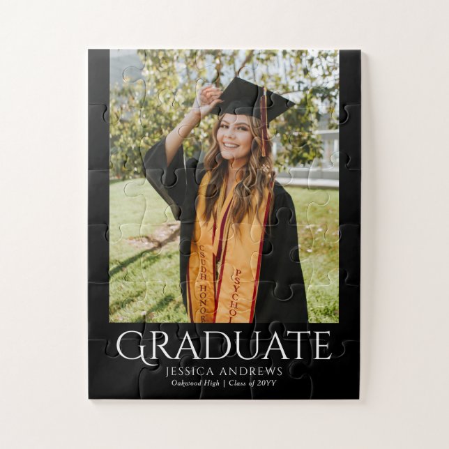 Puzzle Graduación simple Elegante y moderna foto de gradu (Vertical)