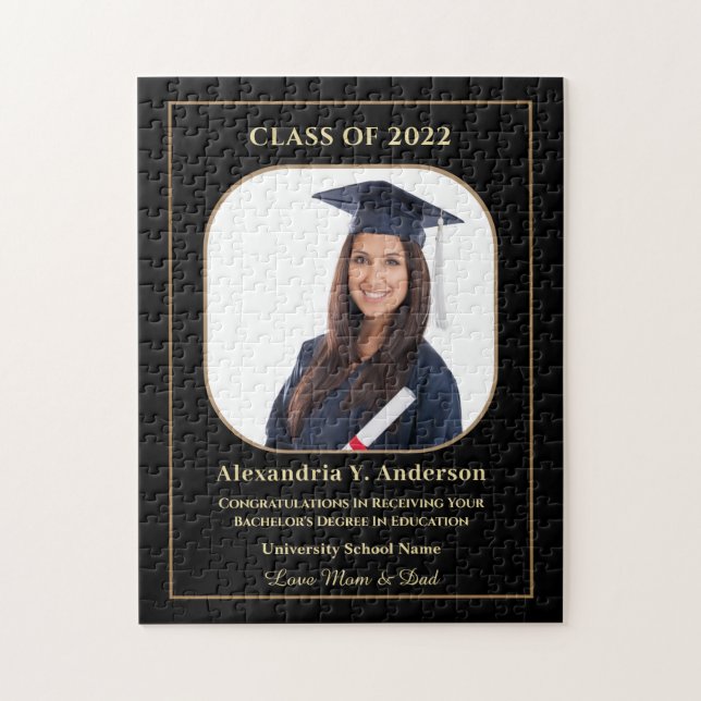Puzzle Graduado Graduado Foto Clase de 2022 Personalizado (Vertical)