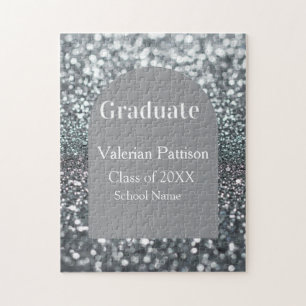 Puzzle Graduado gris plateado brillo forma de arco nombre