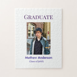 Puzzle Graduation photo name class of 20XX blue simple bo