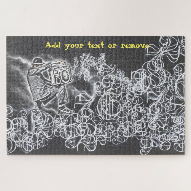 Puzzle Graffiti divertido, un hombre adecuado jugando a u (Horizontal)