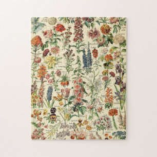Puzzle Gráfico botánico floral de flores de época