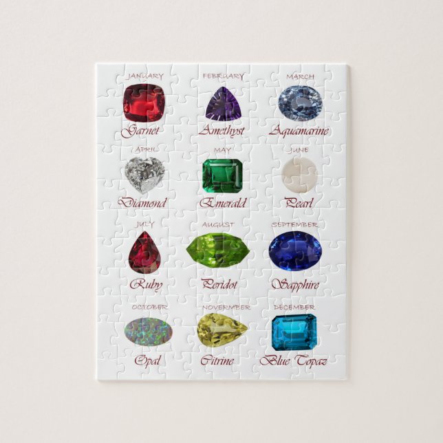 Puzzle Gráfico de Birthstone, gráfico de piedras preciosa (Vertical)