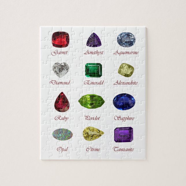 Puzzle Gráfico de Birthstone, gráfico de piedras preciosa (Vertical)