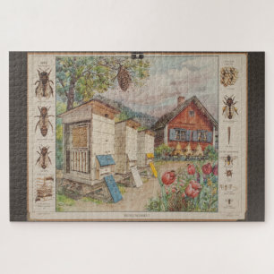 Puzzle Gráfico mural de la vieja escuela sueca - Abejas