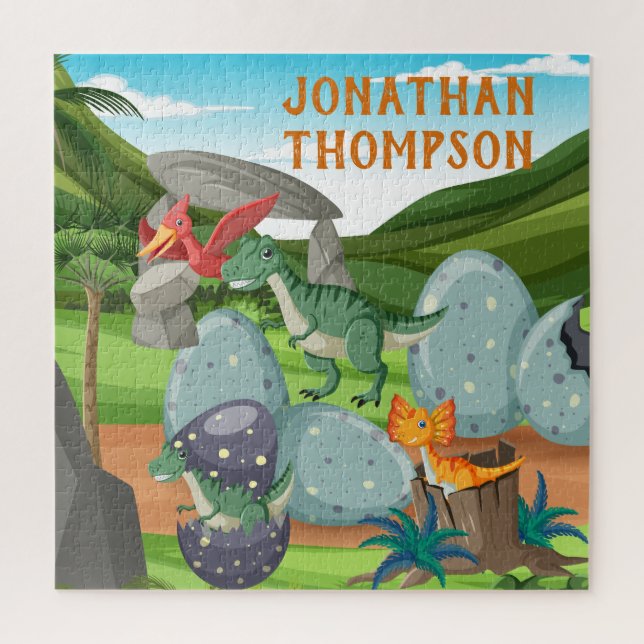 Puzzle Gráfico profesional Monograma Jurásico verde azul (Vertical)