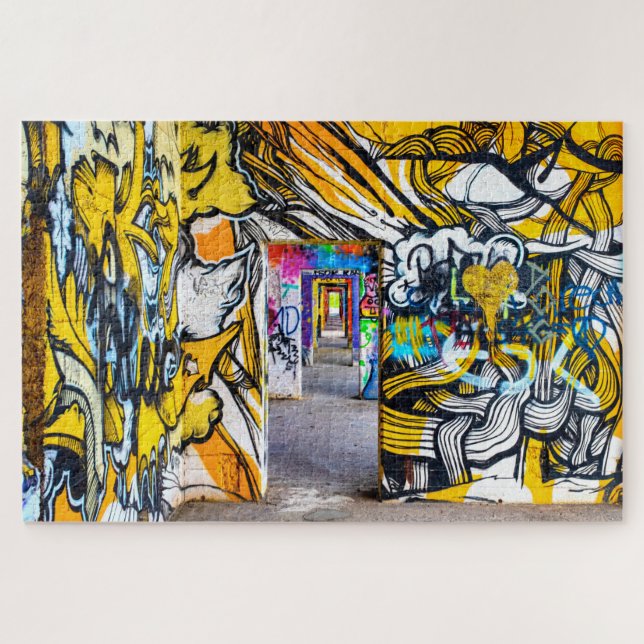 Puzzle Grafiti urbano de Guay en un edificio abandonado, (Horizontal)