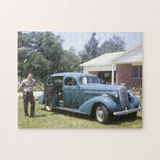 Puzzle Gran coche azul vintage de los años 1940