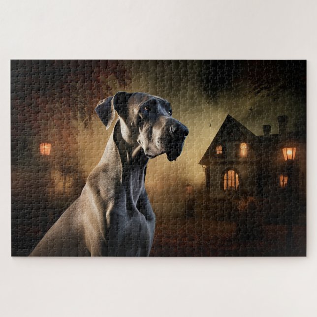 Puzzle Gran Dane Halloween Scary (Horizontal)