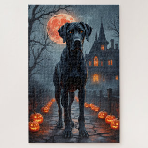 Puzzle Gran Danés Mansión Embrujada Arte de Halloween
