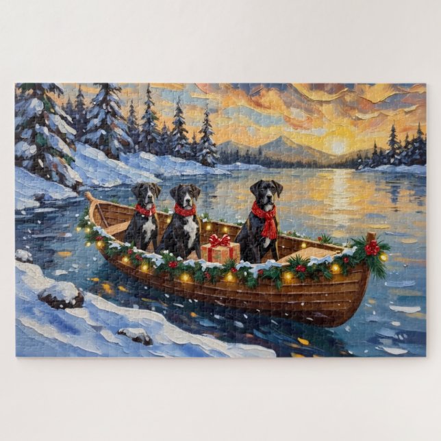 Puzzle Gran Danés Navideño Barco Fiesta (Horizontal)