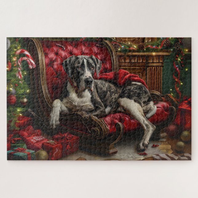 Puzzle Gran Danés Navideño Festivo (Horizontal)