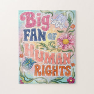 Puzzle Gran fan de los derechos humanos cita floral retro